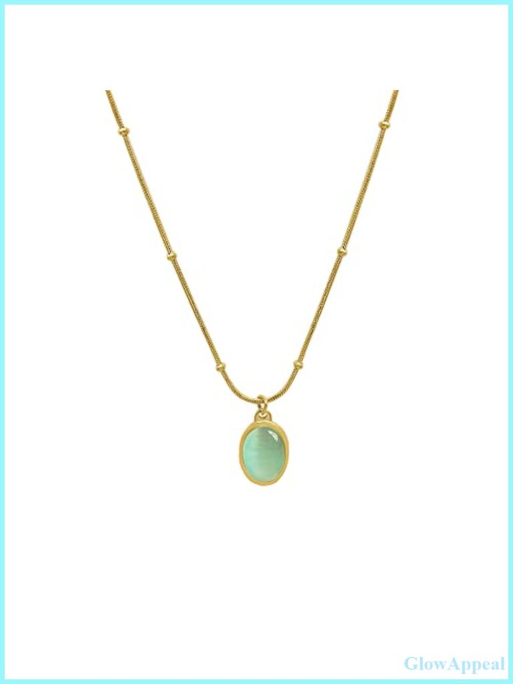 Dainty Green Aventurine Pendant Choker Necklace 18K Plated Gold Chain Layered